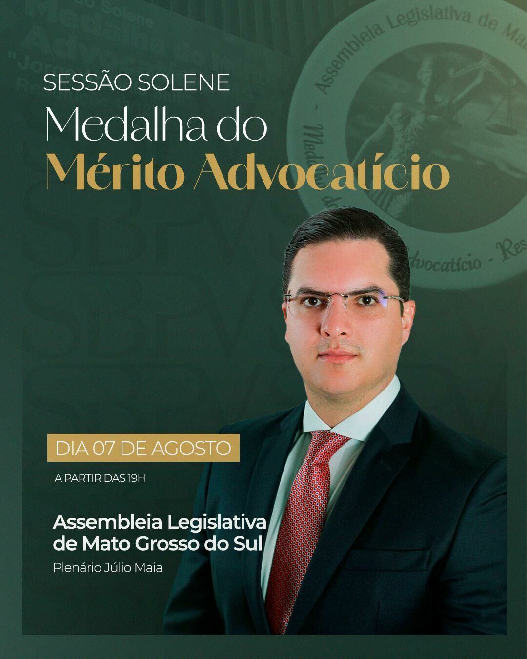 Imagem de compartilhamento para o artigo Dr. Junior Pattini recebe Medalha do Mérito Advocatício e se consolida como referência na advocacia sul-mato-grossense da MS Todo dia